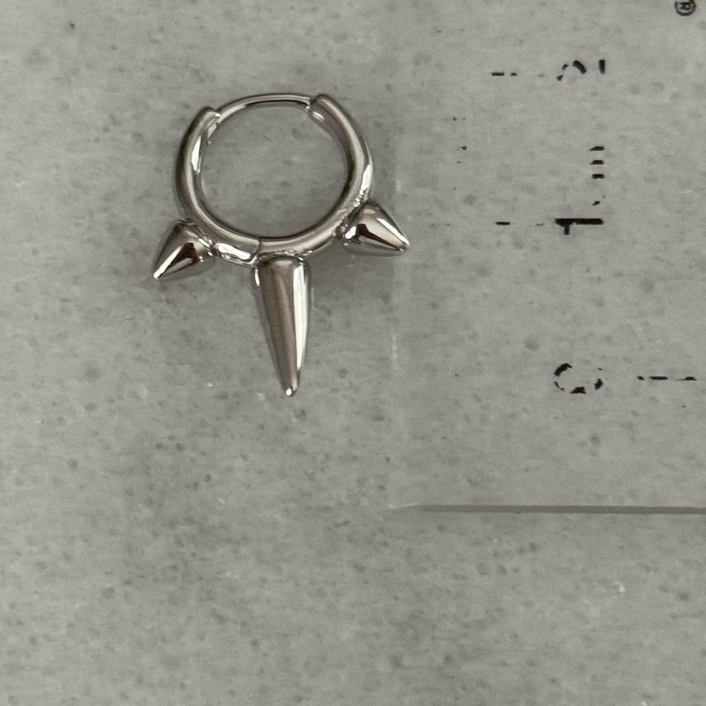 New Drop! Sterling Silver Spike Huggie Hoop Earrings Brand New - Picture 4 of 5
